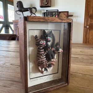 Whimsical Cat Shadow Box Art
